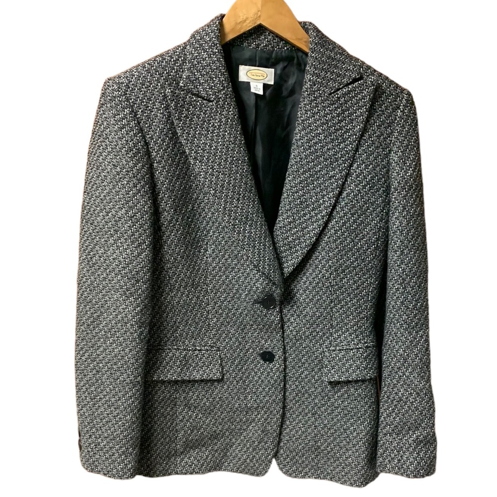 Talbots Black, Grey, White Tweed Women's Blazer Size 8